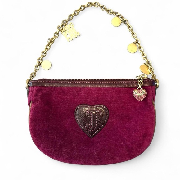 Juicy Couture Vintage Velour Mini Bag with Charms Purple/Pink Y2K Rare - Picture 8 of 8